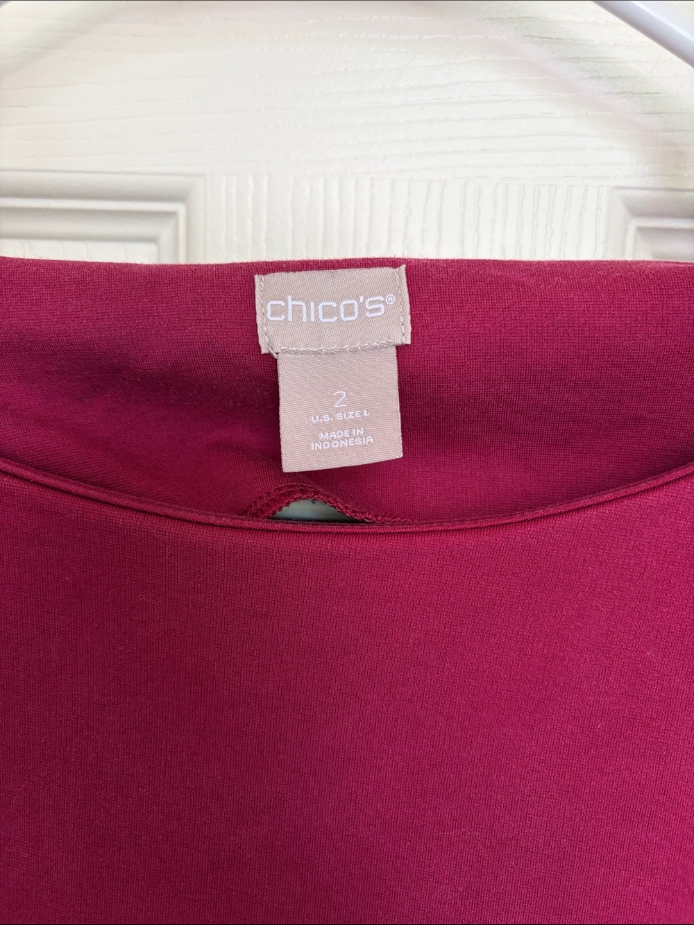 Chico's Raspberry-Red Side-Button Boatneck Tunic - Picture 2 of 4